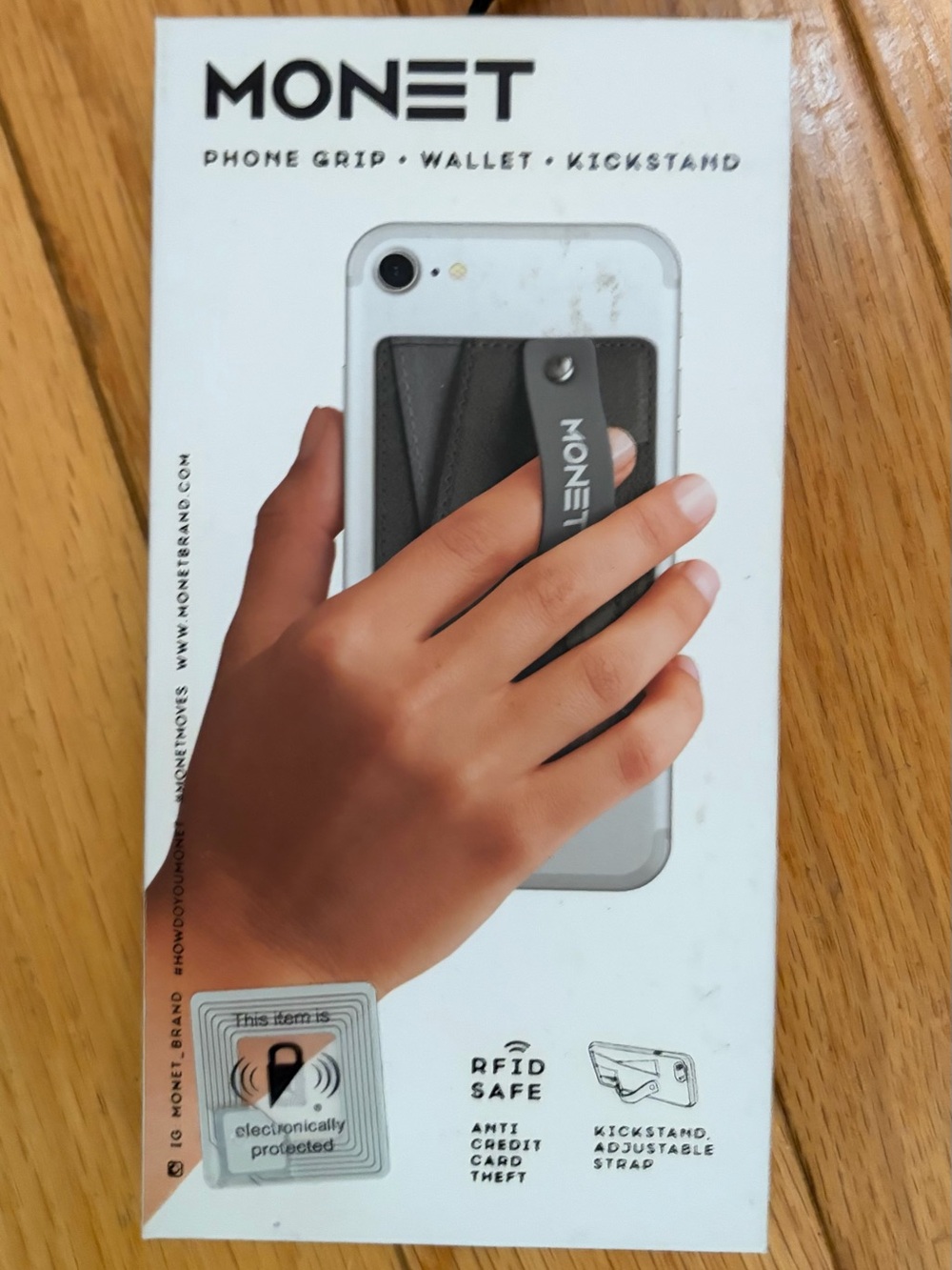 Monet Black Phone Grip Wallet Kickstand with Strap